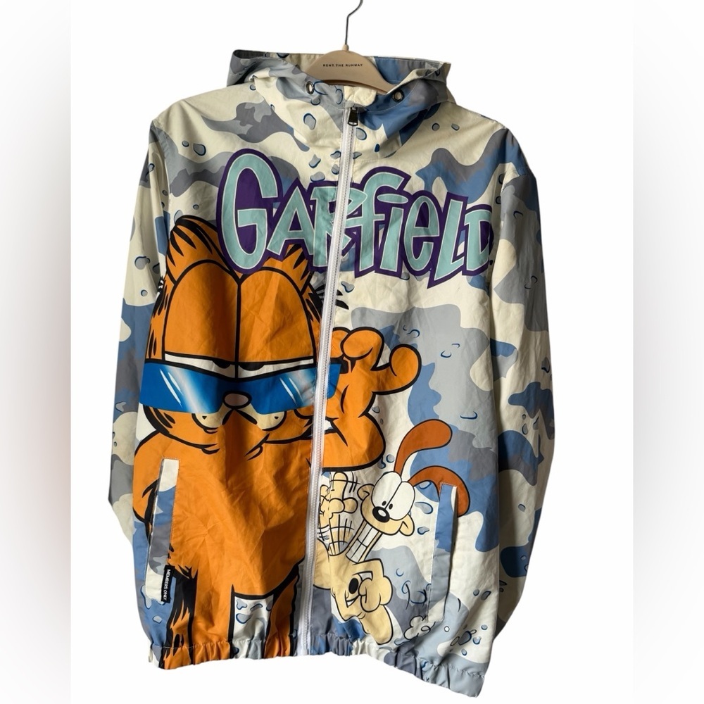 Members Only Garfield Graphic Hooded Windbreaker Size XL Vintage Streetwear - Picture 3 of 10